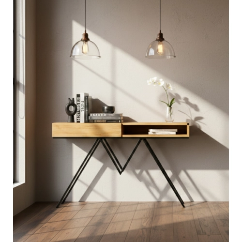 KONSOLA Z SZUFLADĄ DREWNO LITE DĄB OLCHA SKD-290